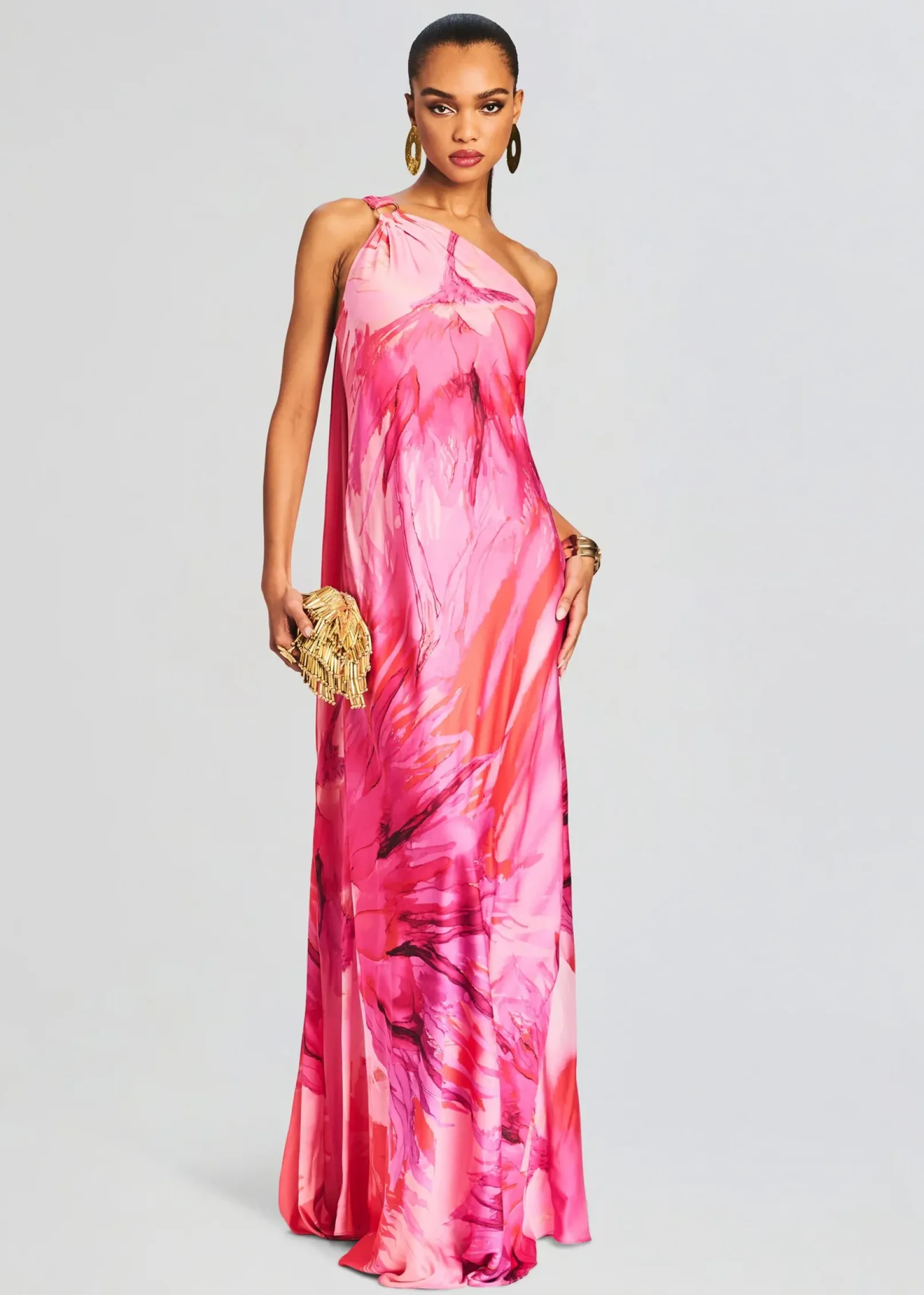 Best Sale Abira One Shoulder Long Dress Tropical Hues