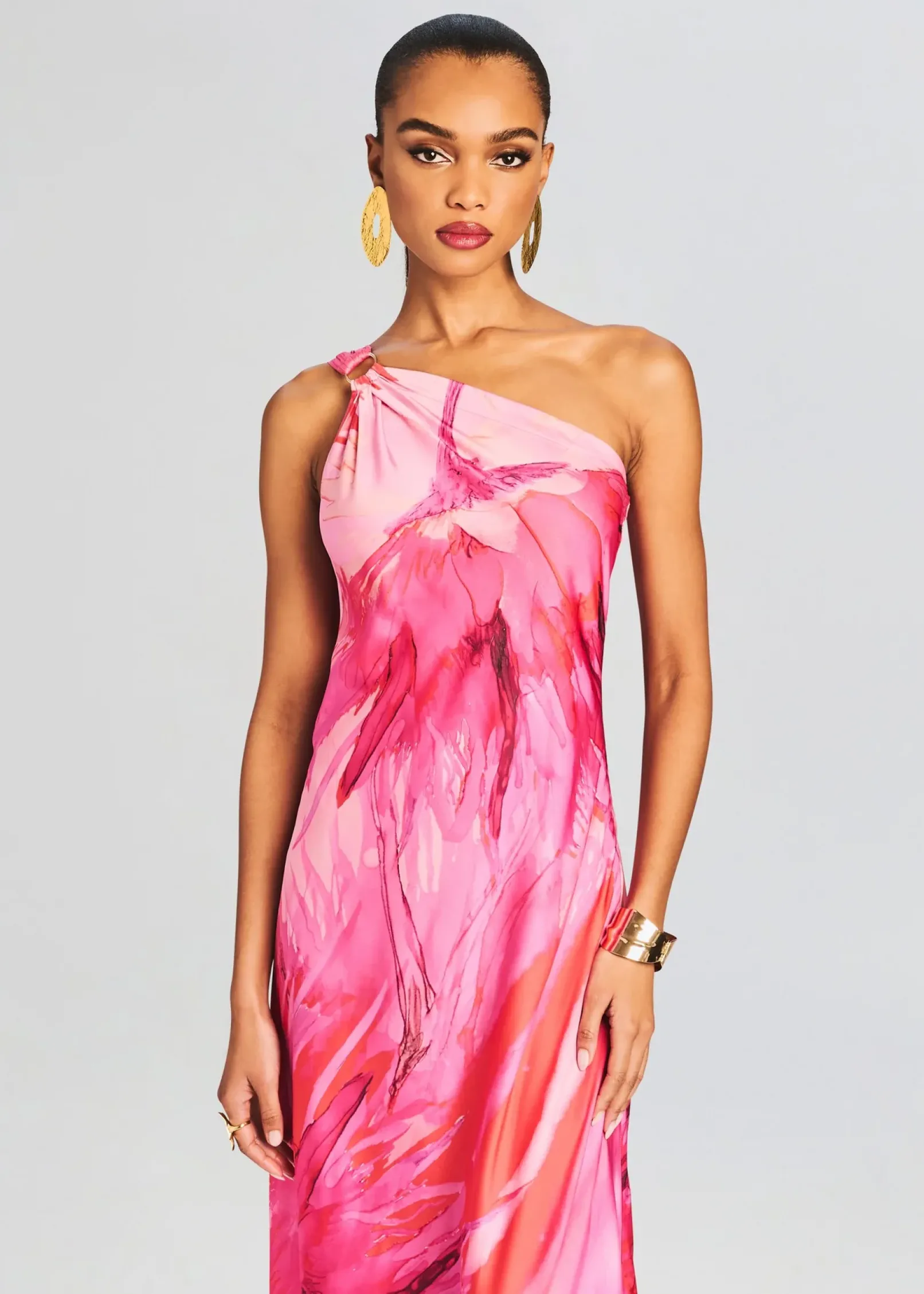 Best Sale Abira One Shoulder Long Dress Tropical Hues