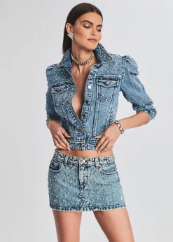 Online Ada Crystal Embellished Denim Jacket Denim