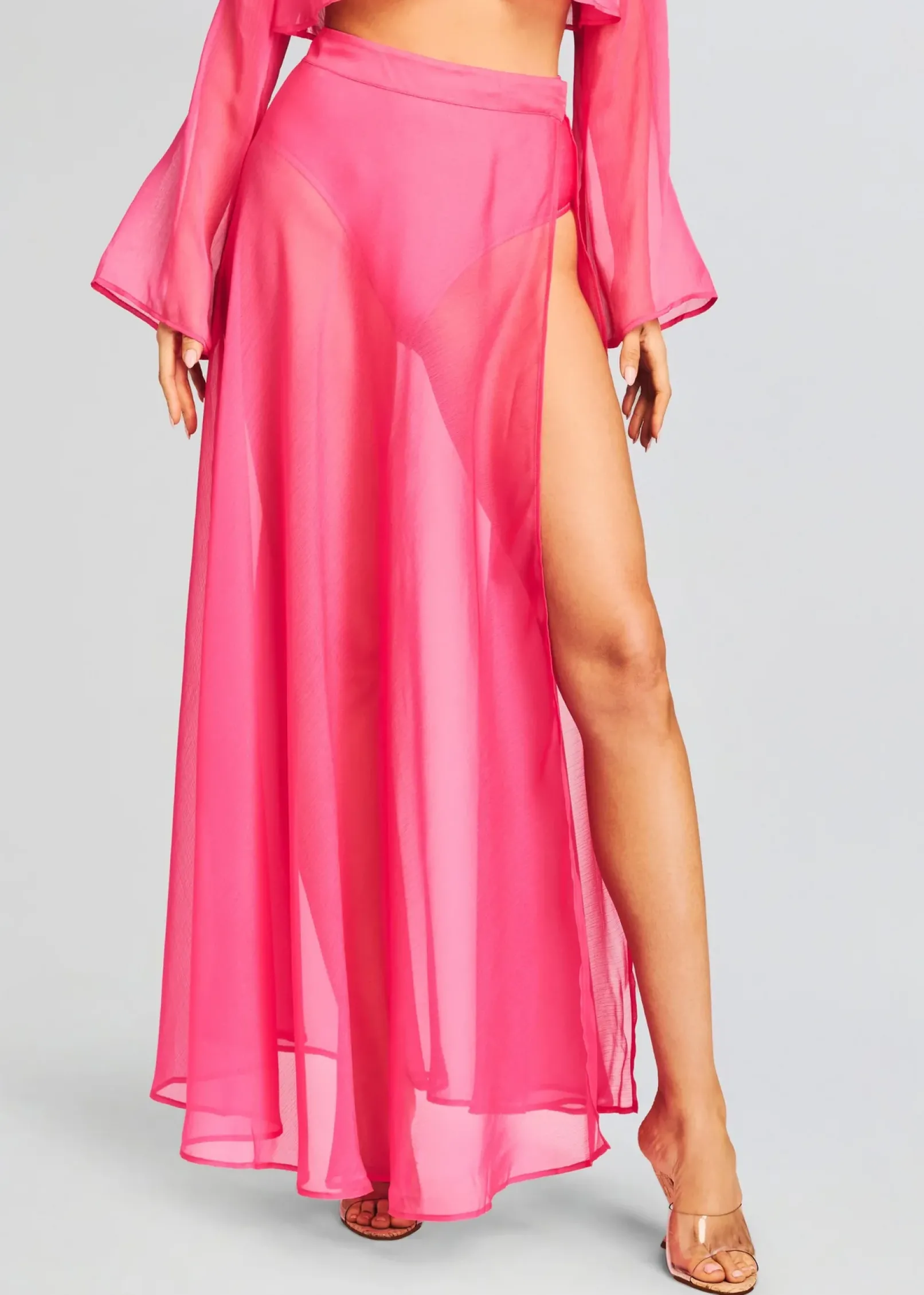 Sale Alaia Long Slit Skirt Sheer Bliss