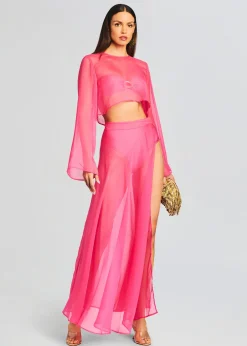 Sale Alaia Long Slit Skirt Sheer Bliss