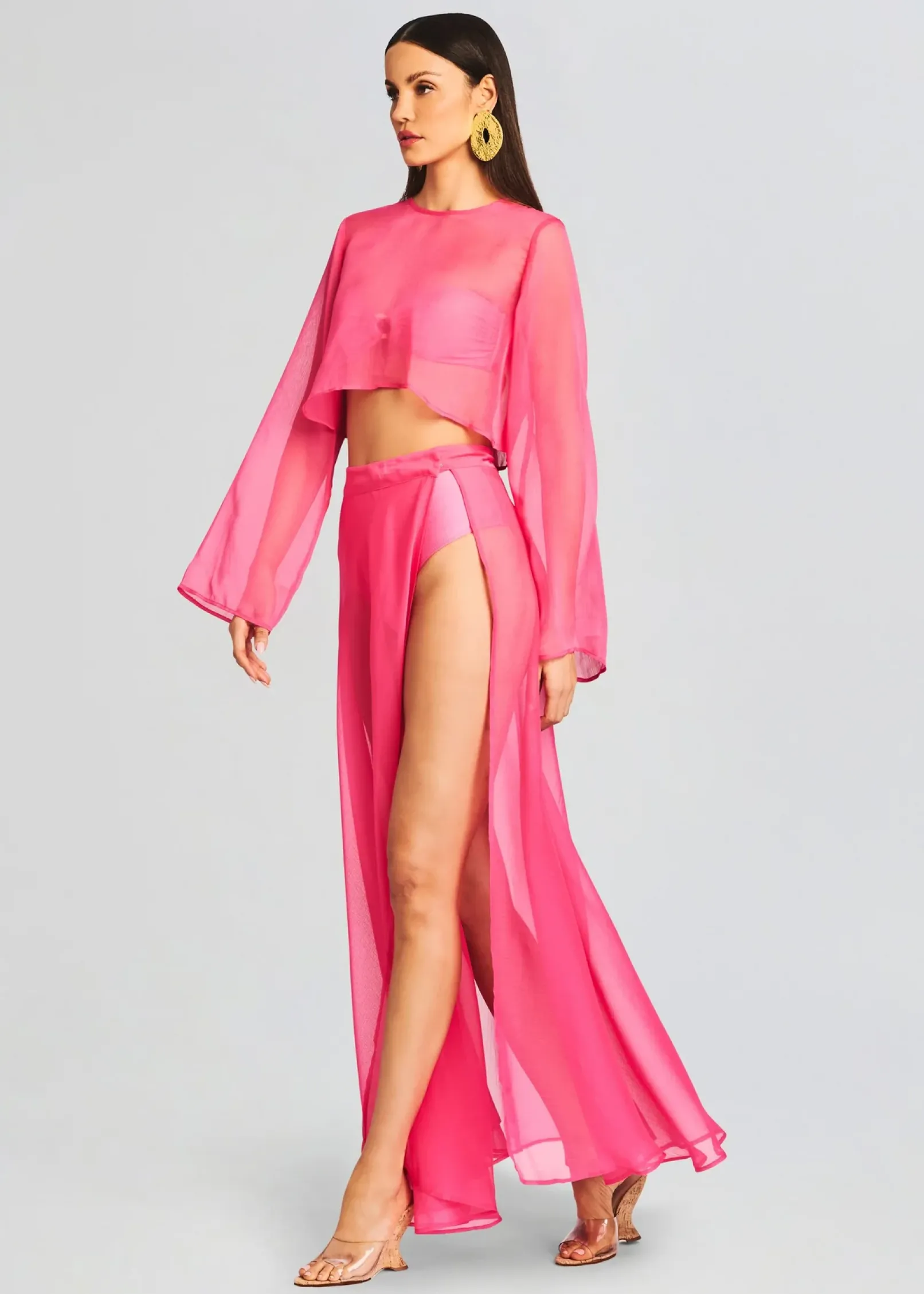 Sale Alaia Long Slit Skirt Sheer Bliss