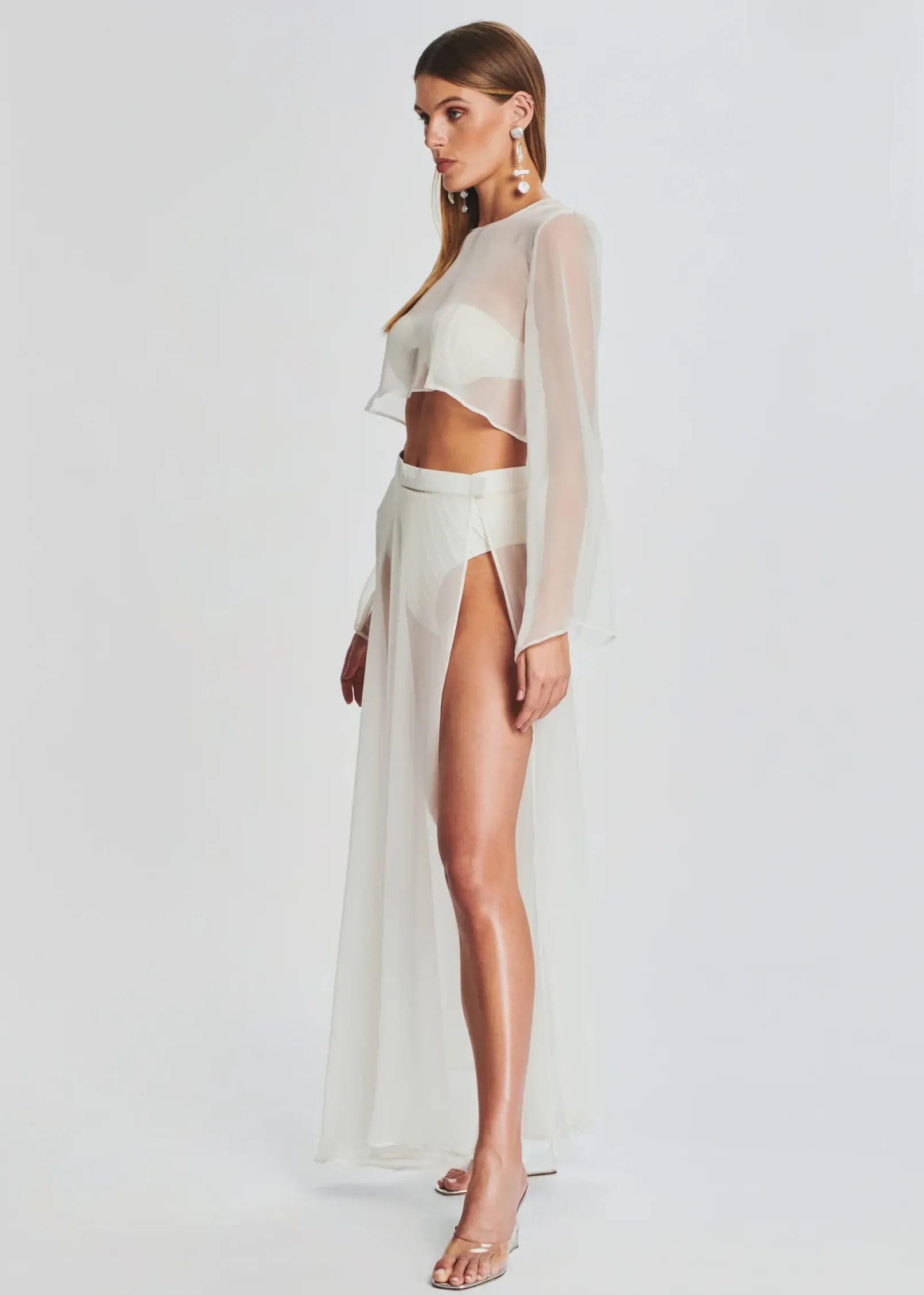 Online Alaia Long Slit Skirt Sheer Bliss
