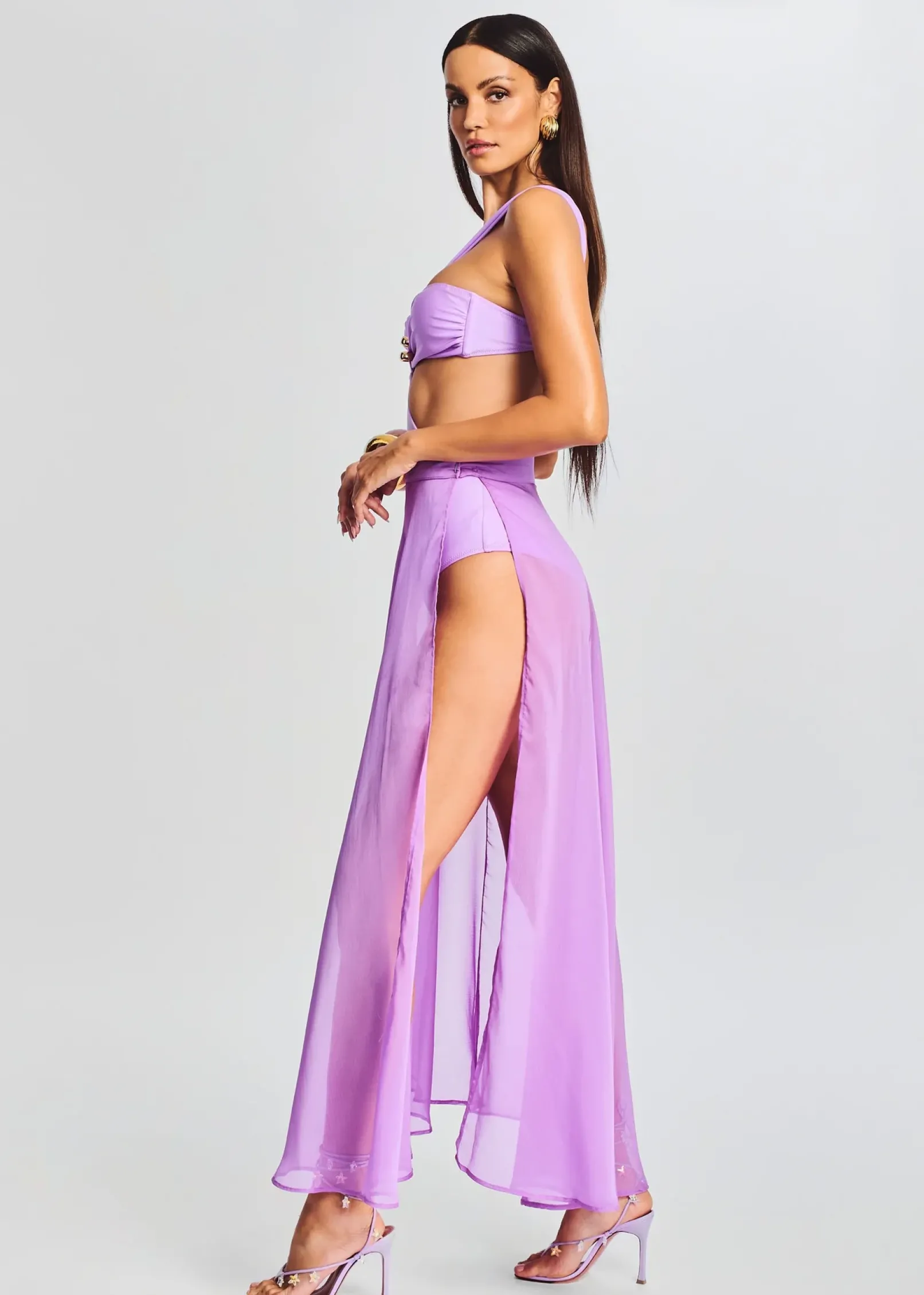 Shop Alaia Long Slit Skirt Swim