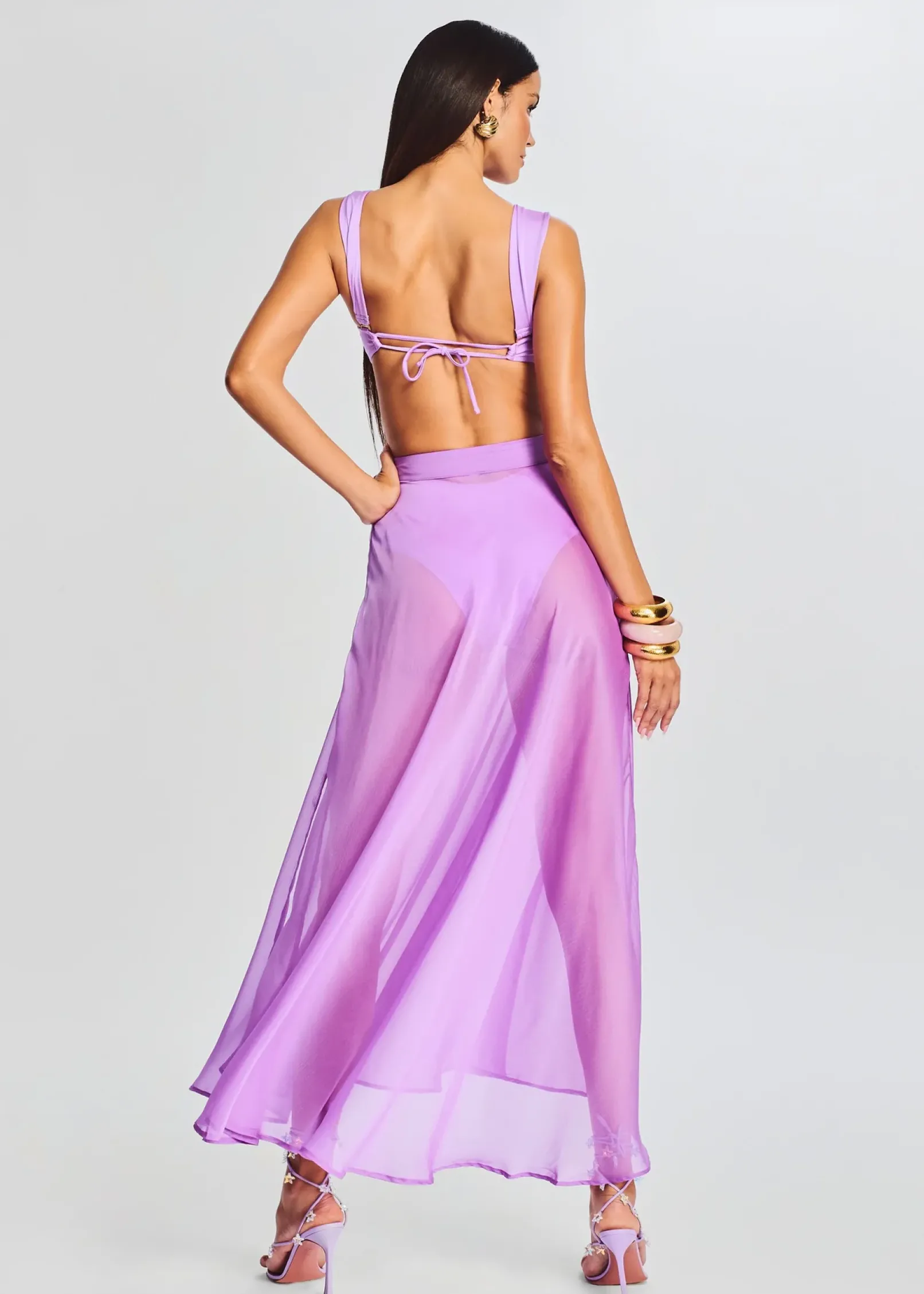 Shop Alaia Long Slit Skirt Swim