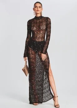 Sale Alexa Sequin Open Crochet Dress RETROFÊTE