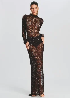 Sale Alexa Sequin Open Crochet Dress RETROFÊTE