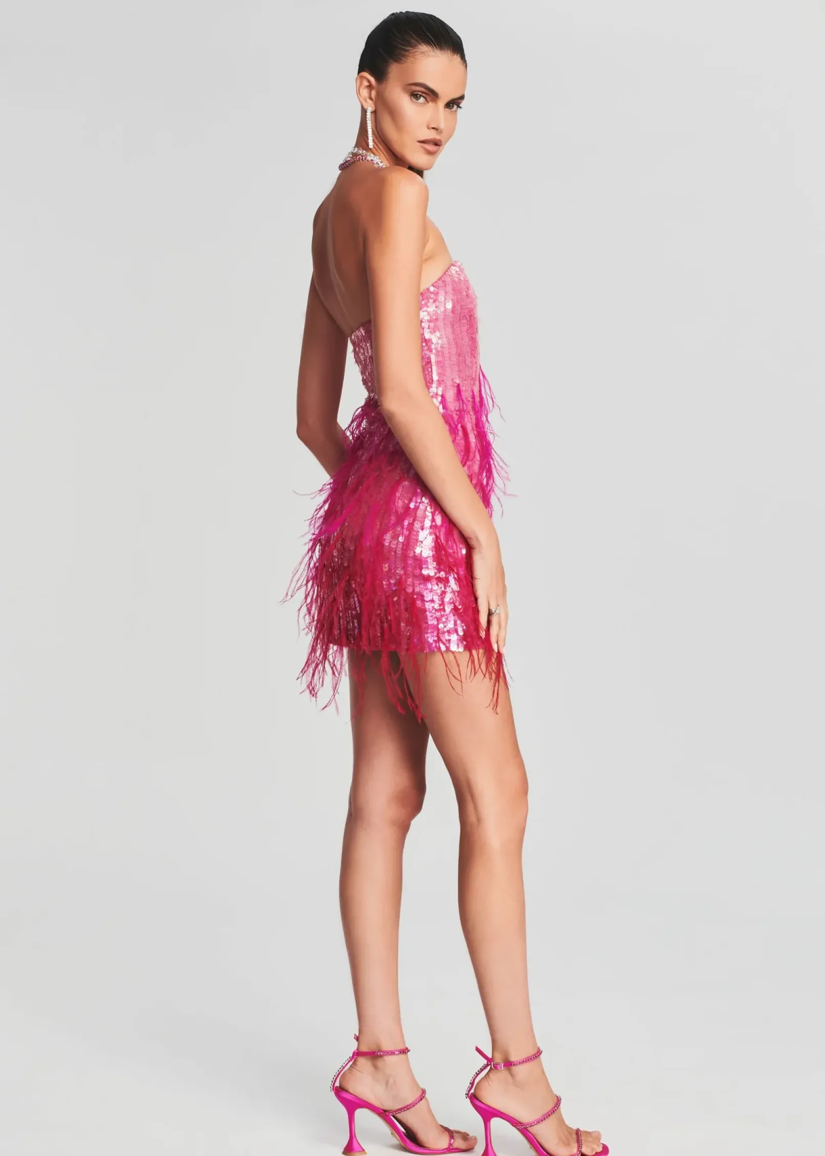 Hot Anastasia Sequin Feather Dress Bachelorette Party