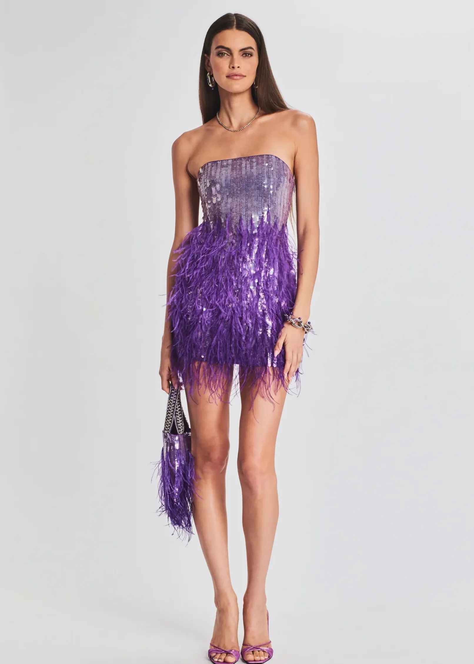 Fashion Anastasia Sequin Feather Dress Guest Of