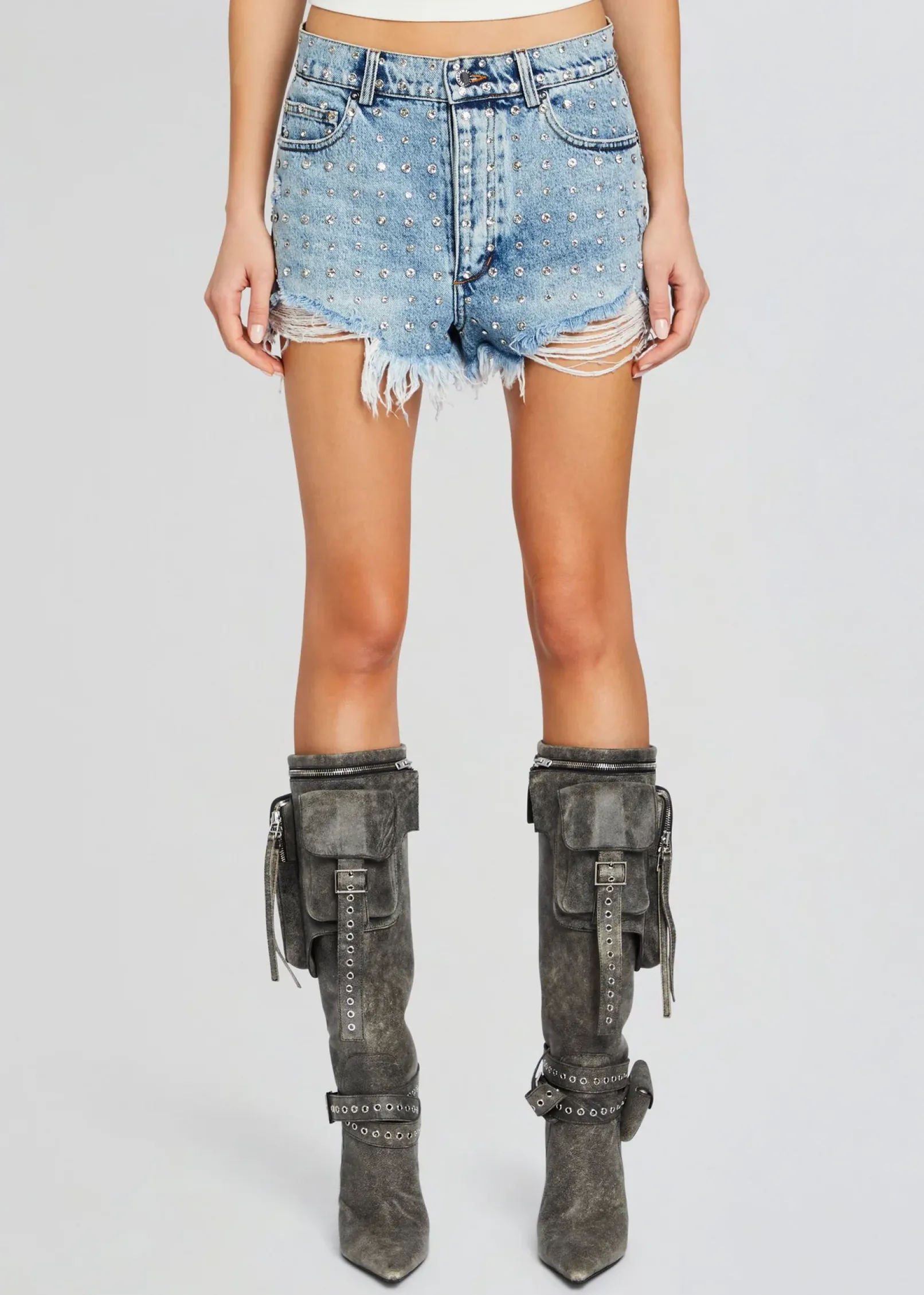 Shop Angel Embellished Denim Short RETROFÊTE