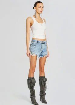 Store Angel Embellished Denim Short Bottoms