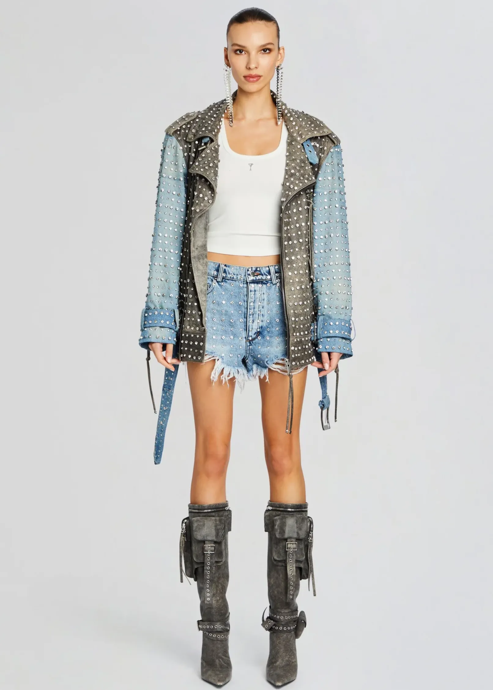 Store Angel Embellished Denim Short Bottoms