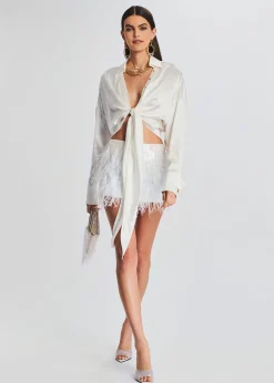 Fashion Athana Sequin Feather Skirt Rehearsal Dinner