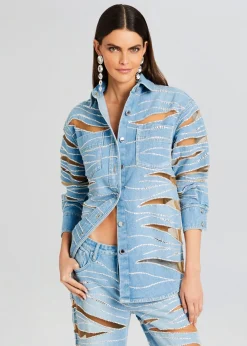 Clearance Avani Embellished Denim Shirt Day to Night