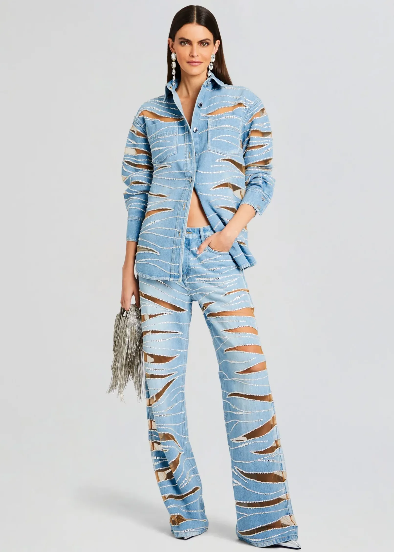 Clearance Avani Embellished Denim Shirt Day to Night