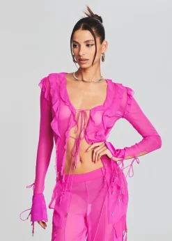 Flash Sale Aviva Silk Chiffon Blouse Sheer Bliss