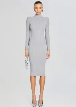 Fashion Aylin Rib Knit Dress Midi