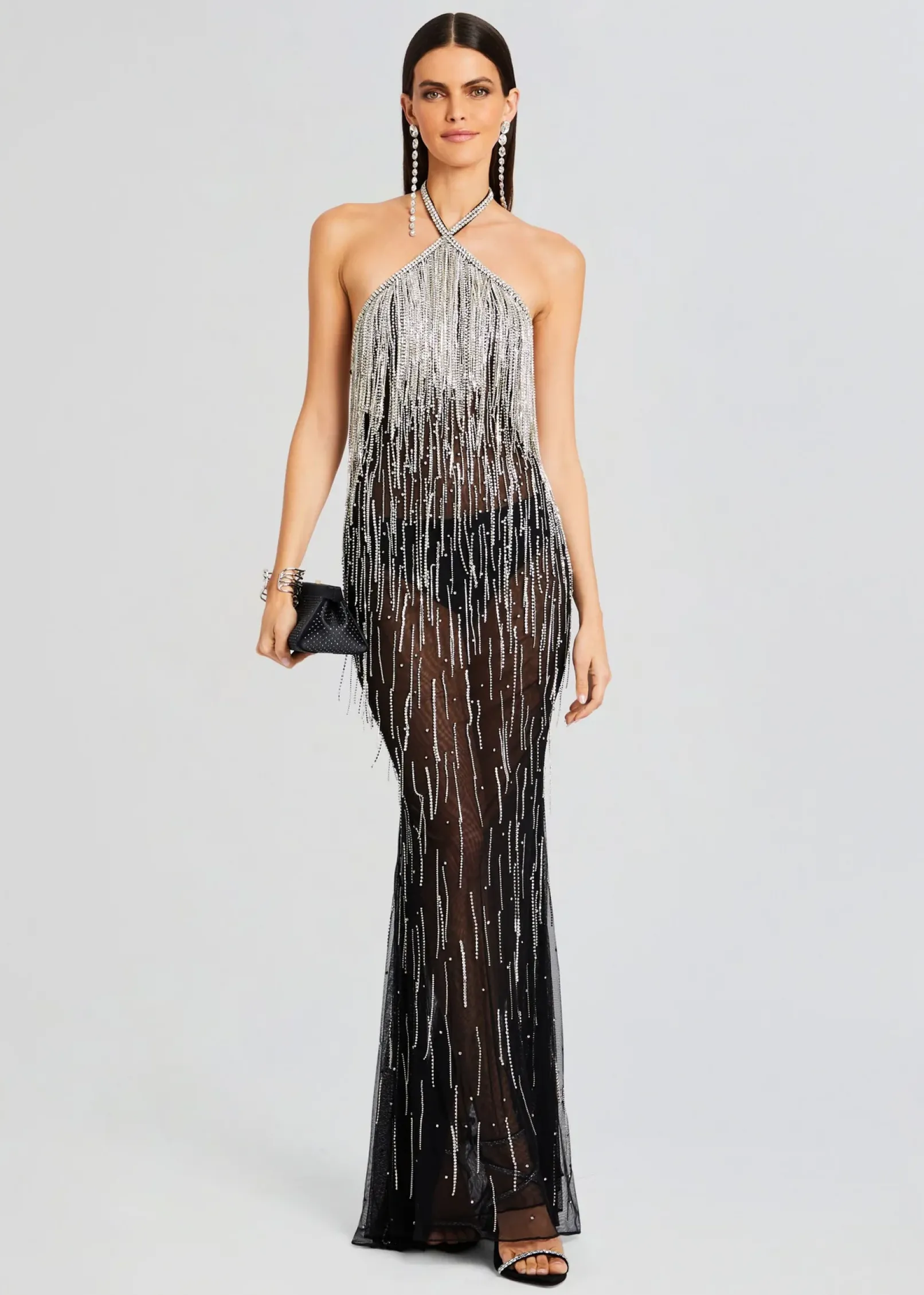 Outlet Belle Embellished Fringe Dress Maxi