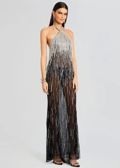 Outlet Belle Embellished Fringe Dress Maxi