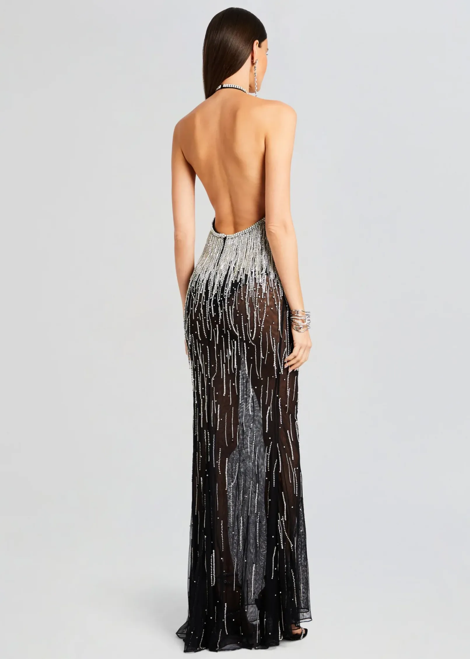Outlet Belle Embellished Fringe Dress Maxi