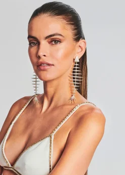 Best Sale Bimini Crystal Fish Bone Earrings Honeymoon Looks
