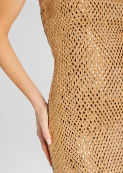 Fashion Boa Embellished Knit Dress Dresses