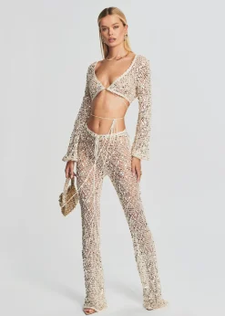 Fashion Brendi Sequin Crochet Pant Subtle Shimmer