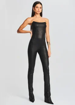 Shop Brinley Coated Denim Jumpsuit Jumpsuits