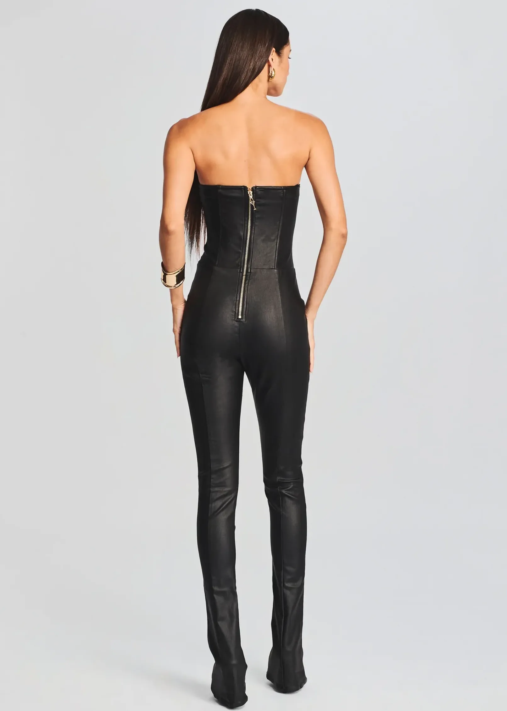 Shop Brinley Coated Denim Jumpsuit Jumpsuits