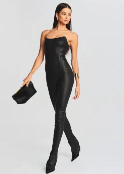 Shop Brinley Coated Denim Jumpsuit Jumpsuits