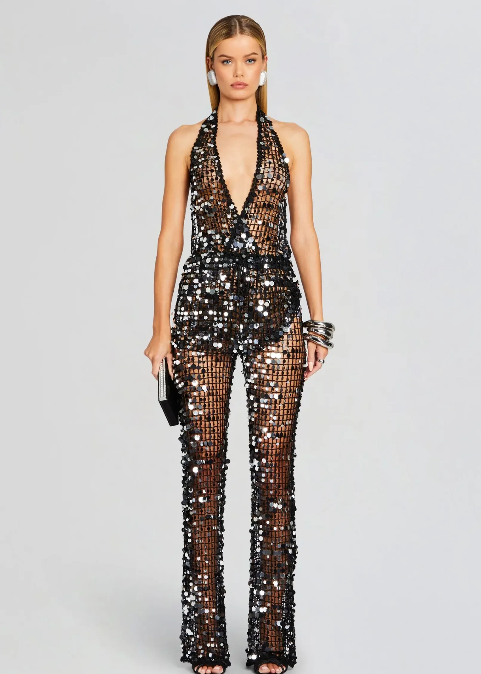 Best Sale Cali Sequin Crochet Jumpsuit Spring Knits