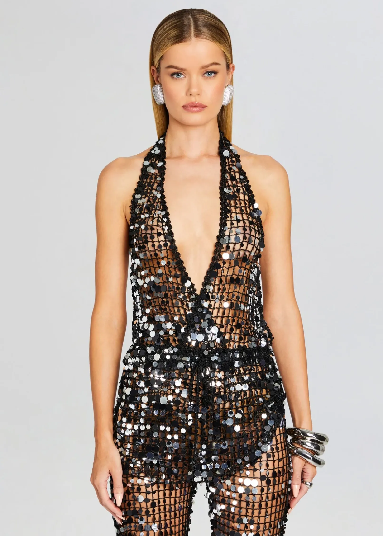 Best Sale Cali Sequin Crochet Jumpsuit Spring Knits