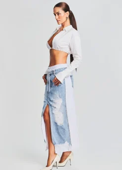 Discount Calla Maxi Skirt Denim