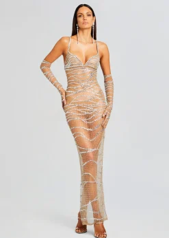 Best Sale Citrine Embellished Dress Maxi