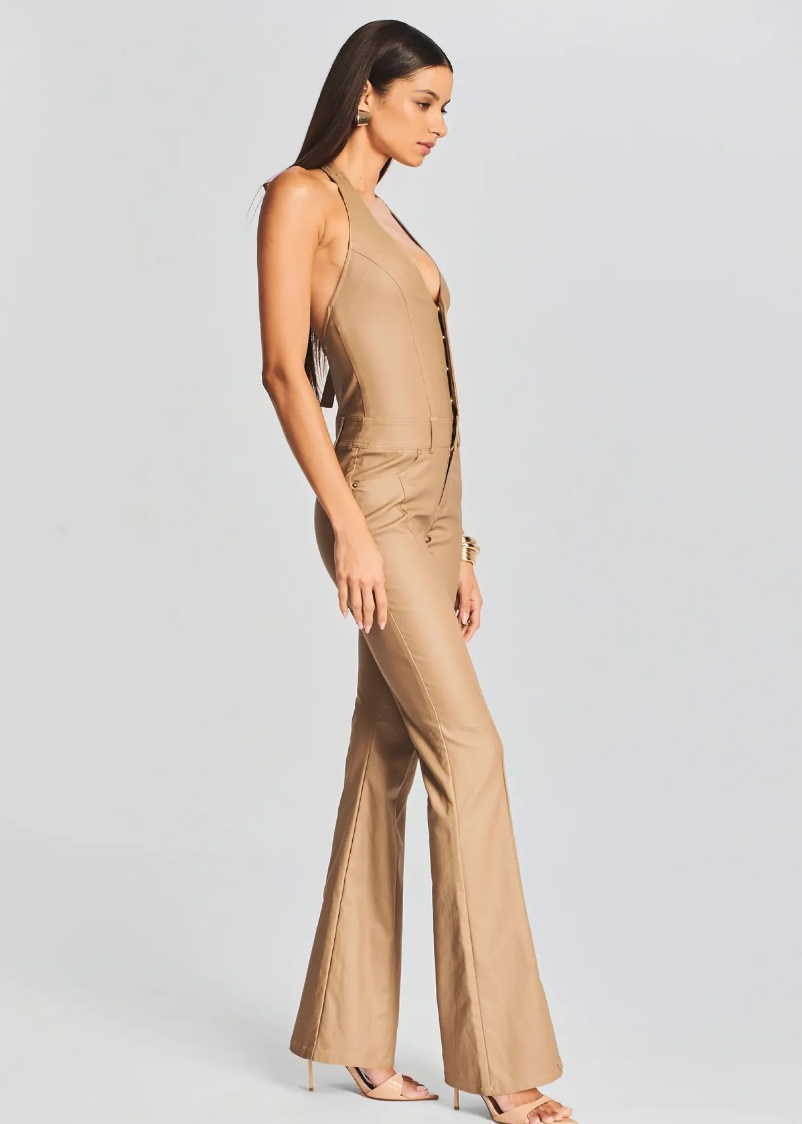 Cheap Cynthia Coated Denim Jumpsuit Best Sellers