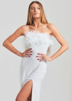 Best Dolly Sequin Feather Dress Reception Dresses