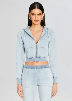 Fashion Edith Terry Cropped Hoodie Jackets