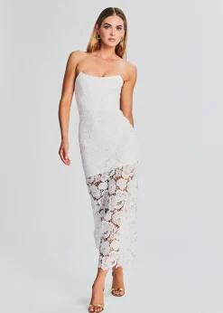 Fashion Eliza Lace Strapless Maxi Dress Bachelorette Party
