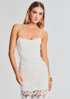 Fashion Eliza Lace Strapless Maxi Dress Bachelorette Party