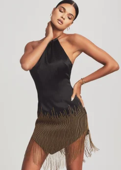 Cheap Eos Embellished Fringe Dress Guest Of
