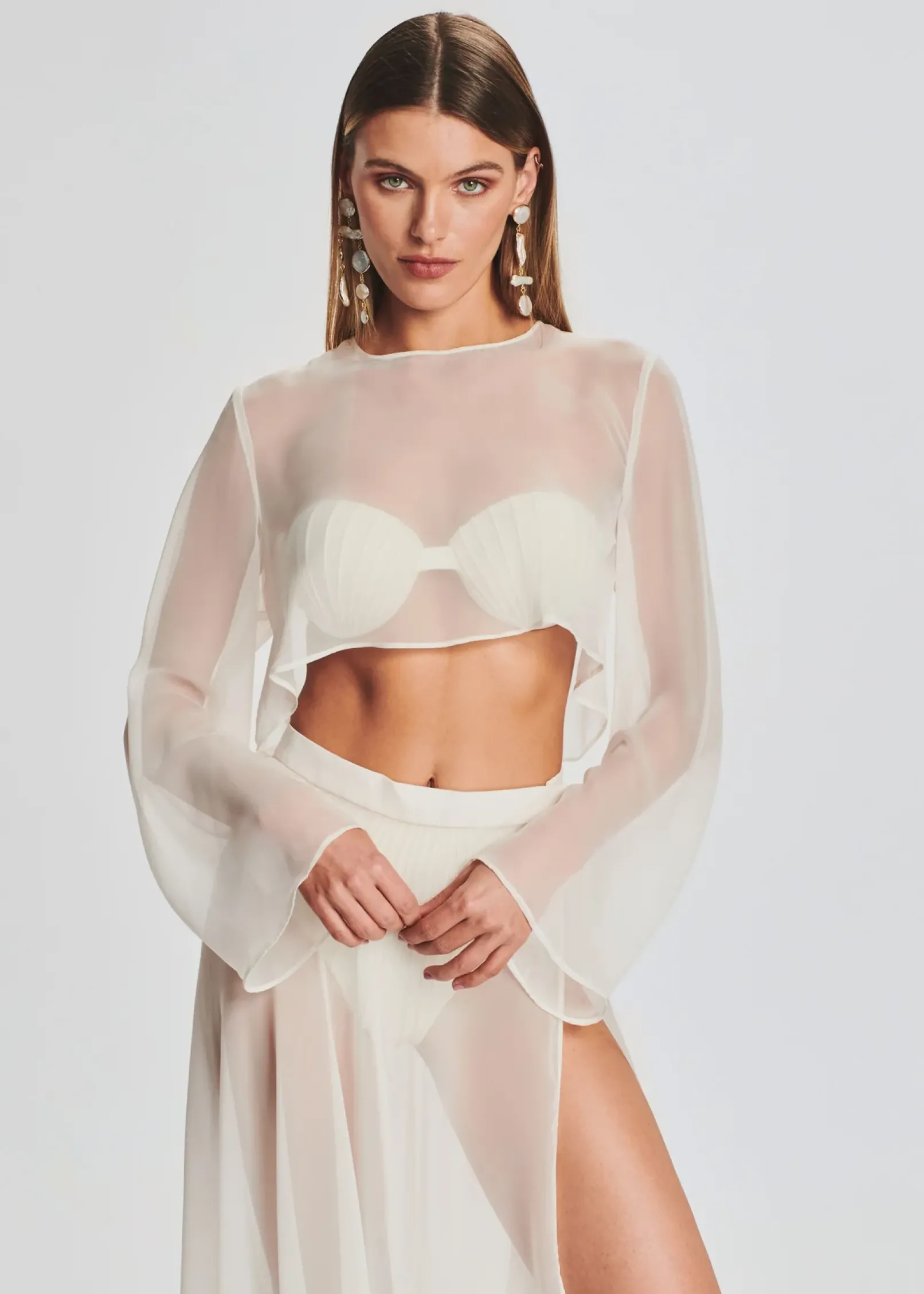 Clearance Grace Cropped Shirt Sheer Bliss