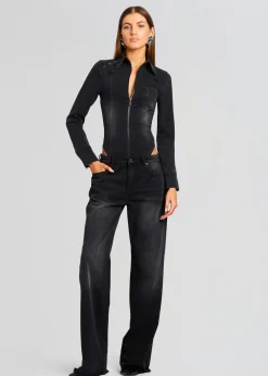 Fashion Helena Denim Bodysuit Denim