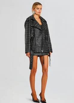 Sale Icon Embellished Leather Jacket Outerwear