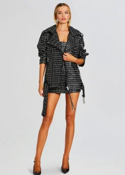 Sale Icon Embellished Leather Jacket Outerwear