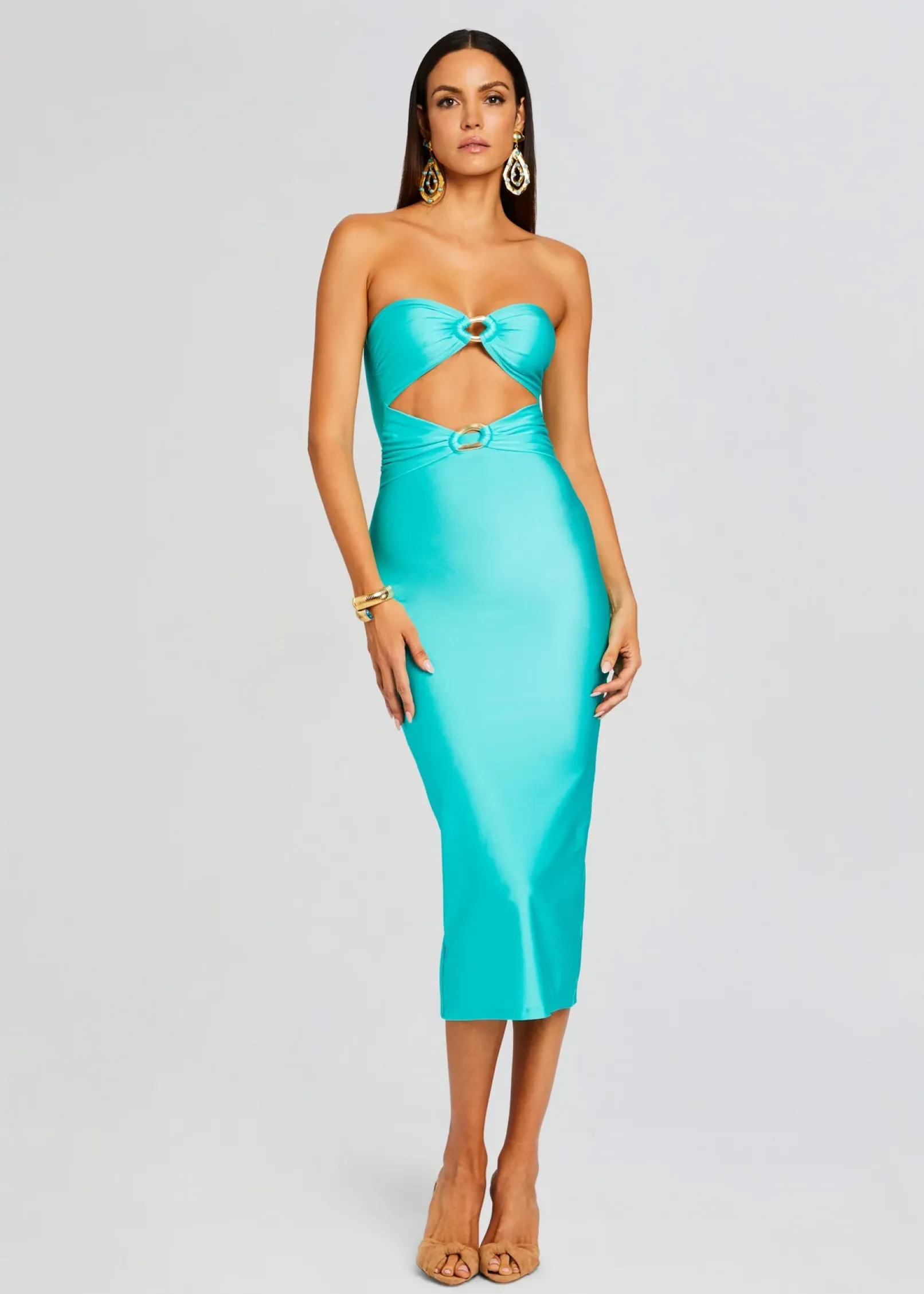 Sale Ida Lycra Midi Dress Tropical Hues