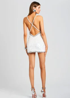 Discount Ivanna Feather Sequin Dress Night Out
