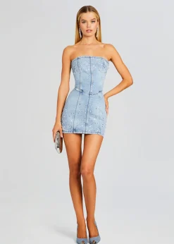 Flash Sale Kamna Embellished Denim Dress Dresses