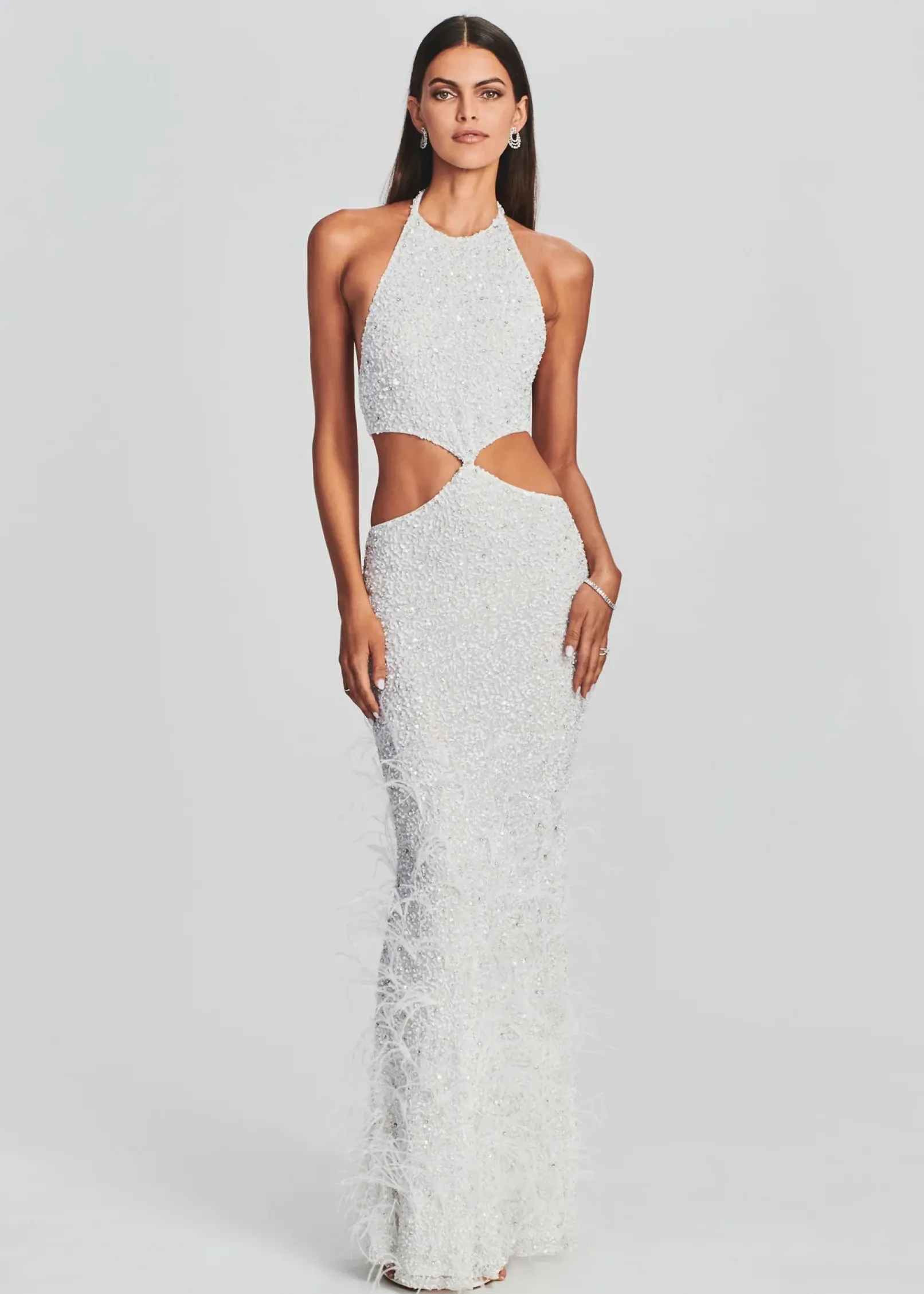 Hot Katerina Sequin Feather Dress Maxi