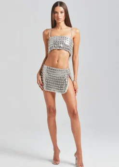 Fashion Kauren Embellished Chainmail Top Subtle Shimmer