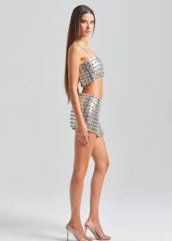Fashion Kauren Embellished Chainmail Top Subtle Shimmer